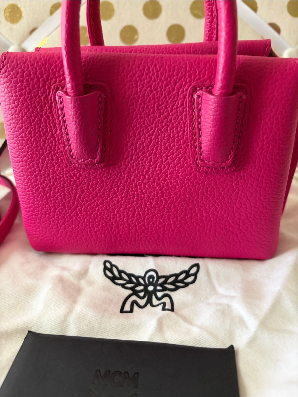 MCM X Mini Grained Calffskin Milla Tote in Beetrooth Pink NWT - Picture 4 of 15